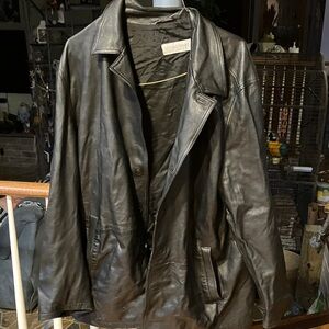 Stylish Black Leather Trench Coat